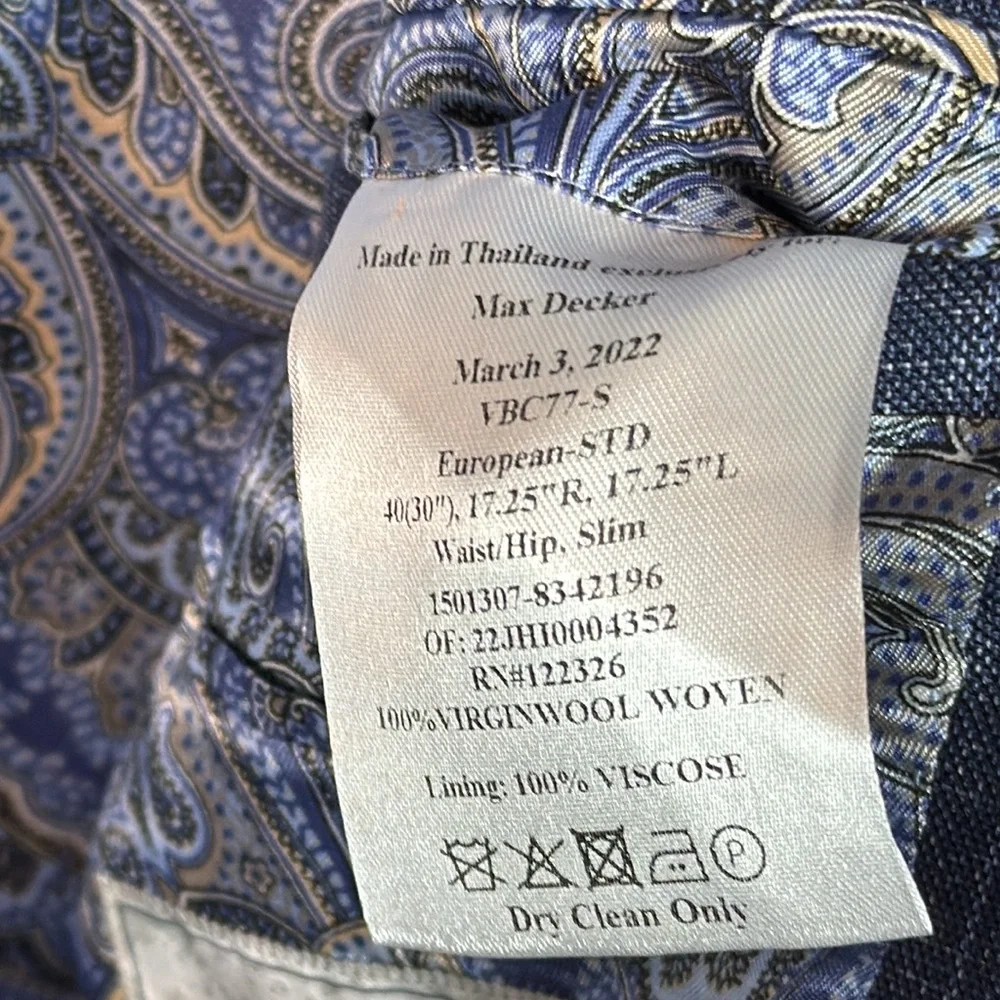 NWT J. Hilburn 100% Wool  Single Breasted Bespoke Blazer‎